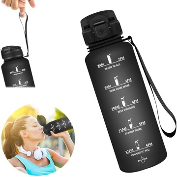 BUTELKA NA WODĘ BIDON SPORTOWY 1.5L Z SŁOMKĄ Z UCHWYTEM DO JOGA, JOGGING
