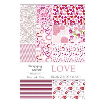HAPPY COLOR BLOK Z MOTYWAMI - LOVE A4
