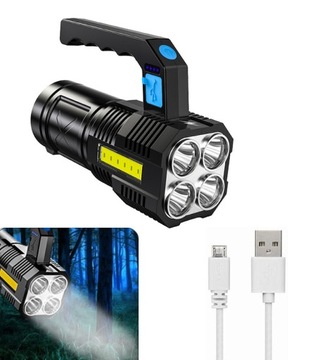 LATARKA AKUMULATOROWA LED SZPERACZ TAKTYCZNA WIELOFUNKCYJNA ŁADOWANIE USB