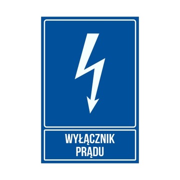 Tabliczka Wyłącznik Prądu 30x20 PCV 1mm