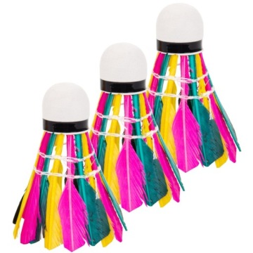 Перьевые воланы для бадминтона, набор из 3 разноцветных воланов ENERO