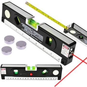 POZIOMICA LASEROWA krzyżowa Z MIARĄ 250cm 3 tryby pracy ALUMINIOWA LASER