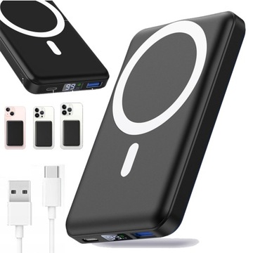 POWER BANK MAGNETYCZNY BEZPZREWODOWY DO IPHONE 12 13 14 15 10000mAh 22.5W