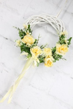 Плетеный венок, пион, украшение на дверь, СОЛНЕЧНЫЙ