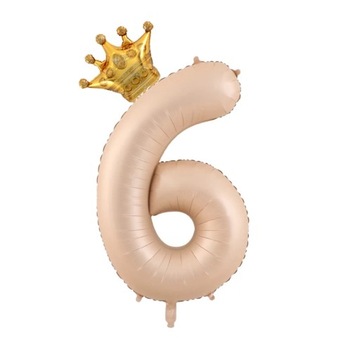 2Pcs Cream Number Balloons with Crown Foil Balloon