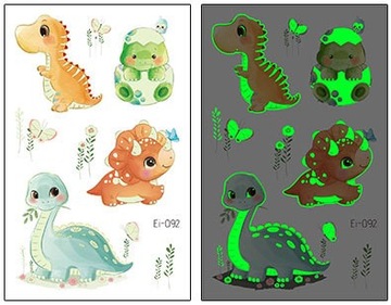 tatuaż świecący zmywalny dla dzieci DINOZAURY