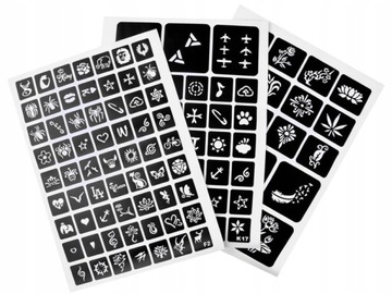 Большой набор блесток-тату 24 цвета + 120 рисунков AR4785