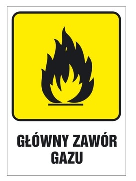 NAKLEJKA BHP Główny zawór gazu 14,8 x 21 cm