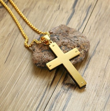 БОЛЬШОЙ ЧЕРНО-ЗОЛОТОЙ МОЛИТВЕННЫЙ КРЕСТ ИЗ СТАЛИ 316L ПОДАРОК