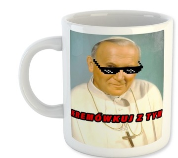 Kubek Biały PREMIUM Prezent PAPIEŻ KREMÓWKARZ