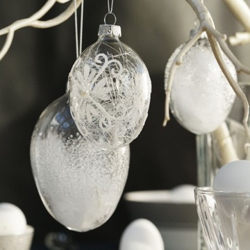 Стеклянная безделушка, прозрачное декорированное яйцо, 8,5 см VILLA ITALIA