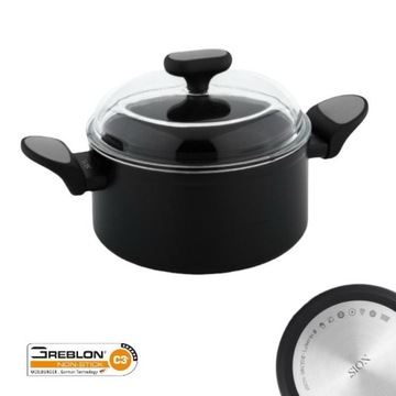 Garnek 20cm z Pokrywką Salto Silver 3,1L z Powłoką Greblon C 3+ NOIS