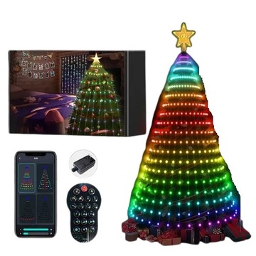 Inteligentne lampki choinkowe 400LED Kontrola APP DIY tekst RGB z pilotem