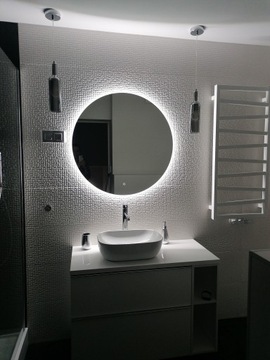 КРУГЛОЕ ЗЕРКАЛО 80, СЕНСОРНЫЙ ПЕРЕКЛЮЧАТЕЛЬ СО СВЕТОДИОДНОЙ ПОДСВЕТКОЙ