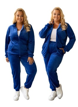 WELUROWY KOMPLET DRESOWY SPODNIE BLUZA ROZPINANA DRES PLUS SIZE 44/46