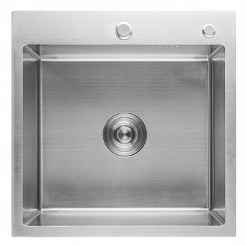 Zlewozmywak kuchenny stalowy 50x50 inox + syfon zlew jednokomorowy srebrny