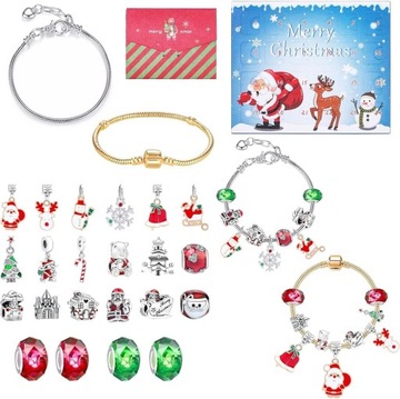 Zestaw do Robienia Bransoletek Charms Świąteczny Kalendarz Adwentowy 24szt