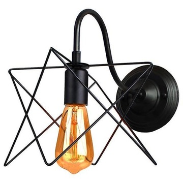 retro attic black LED E27 iron cage wall light (1)