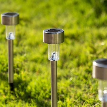 12x СВЕТОДИОДНАЯ СОЛНЕЧНАЯ САДОВАЯ ЛАМПА INOX, ВБОРНАЯ, СТОЙКА, ШИП