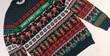 NEXT świąteczny granatowy sweter MARCHEWKI i KURCZAKI r. M