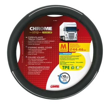 Pokrowiec kierownicy czarny chrom 44 46 cm TIR