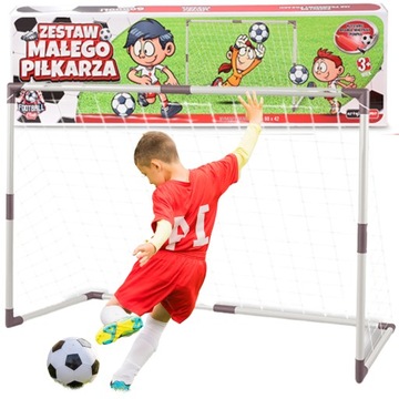 2x BRAMKA PIŁKARSKA dla dzieci z siatką piłką pompką zestaw małego piłkarza