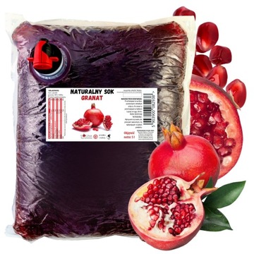 Sok z Granatu Tłoczony Naturalny 100% Soku NFC Granat 5 litrów Bez Dodatków
