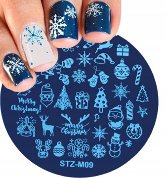 BLASZKA DO STEMPLI PAZNOKCI PŁYTKA ŚWIĄTECZNA GWIAZDKI CHOINKA STZ-M09