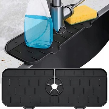 СИЛИКОНОВЫЙ КОВрик ДЛЯ РАКОВИНЫ, СЛИВНИК ПОД ЛЕНТУ, ЧЕРНЫЙ ЗАЩИТНЫЙ КОВРИК ДЛЯ КУХНИ