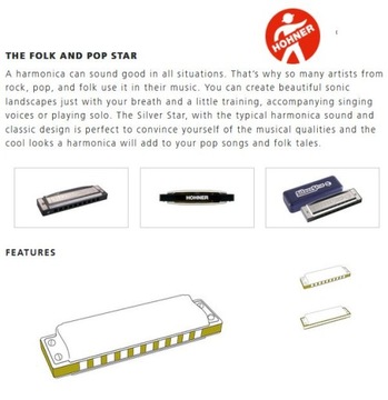 Диатоническая губная гармоника Hohner ре мажор Silver Star