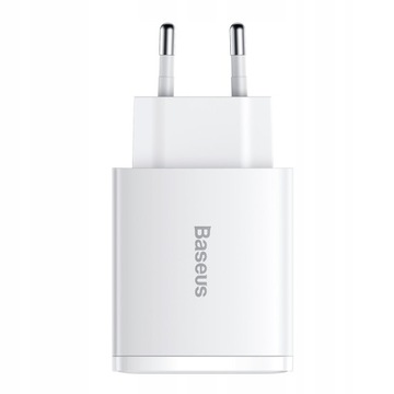 BASEUS Компактное быстрое зарядное устройство 2xUSB USB-C 30 Вт 3A PD QC 3.0 белое