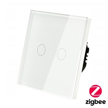 WŁĄCZNIK DOTYKOWY SZKLANY PODWÓJNY ZIGBEE TUYA SMART LIFE BIAŁY