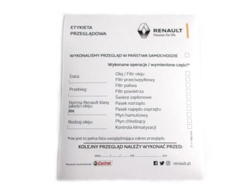 ZAWIESZKA WYMIANY OLEJU OLEJ SERWISOWA RENAULT ORG