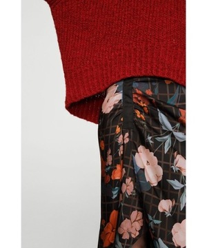 Mango Zara spódnica kwiaty ołówkowa drapowana midi