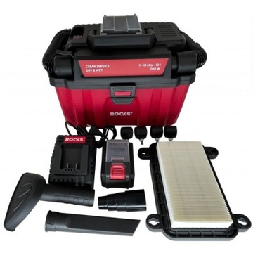 ROOKS 20V AQ-ONE ODKURZACZ PRZENOŚNY, DRY&WET 100-200W-10L-HEPA, 4AH, BMC