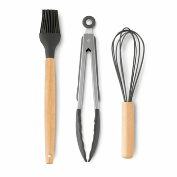 Набор из 11 КУХОННЫХ АКСЕССУАРОВ СИЛИКОНОВАЯ посуда с деревянной ручкой