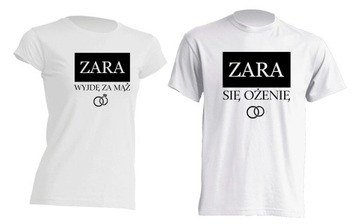 Zestaw koszulek ZARA wyjde za mąż ZARA się ożenię