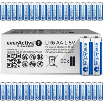 ЩЕЛОЧНЫЕ БАТАРЕИ everActive LR6 R6 AA x 40 шт.