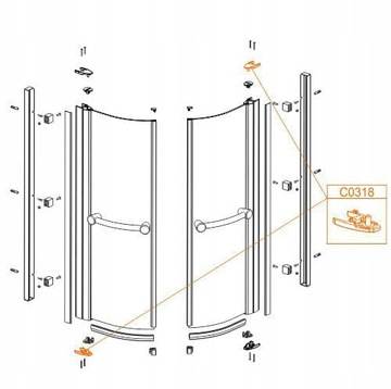 Sanplast 660-C0318 Zawias stały górny(P),dolny(L)