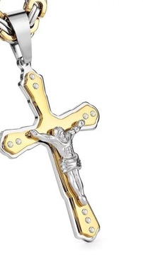 NASZYJNIK KRZYŻYK WISIOREK STAL NIERDZEWNA POZŁACANY KPL. Z ŁAŃCUSZKIEM