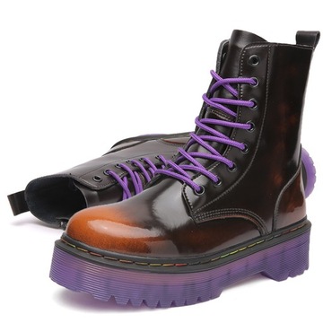 37 PLATFORMA BRĄZOWE LAKIEROWANE GLANY WORKERY BOTKI DAMSKIE EMO GOTH PUNK