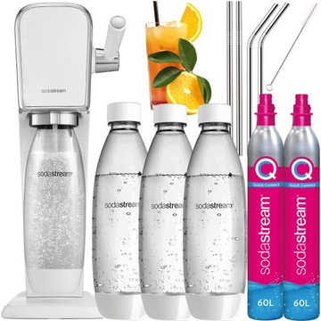 SATURATOR DO WODY GAZOWANEJ SODASTREAM ART | 3x BUTELKA 1L +2x NABÓJ+SŁOMKI