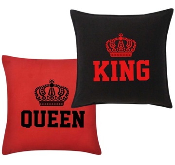 PODUSZKI KING QUEEN PREZENT NA WALENTYNKI ROCZNICE