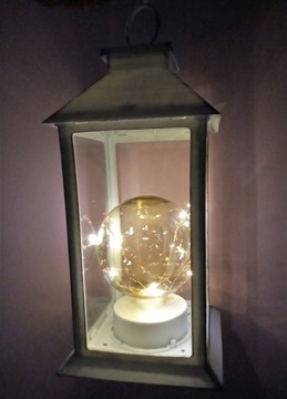 Фонарь со светодиодной лампочкой 14 х 29 см, белый продолговатый