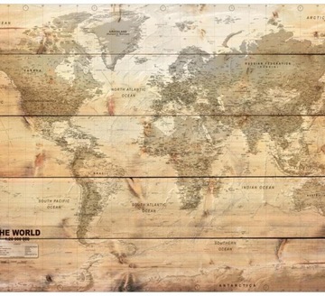 FOTOTAPETA 200x140 +KLEJ, Mapa świata na deskach