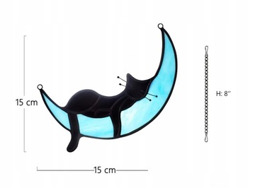 Кот и луна современный витраж