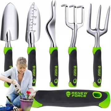 Садовый инвентарь: лопата, совок, грабли, когти.