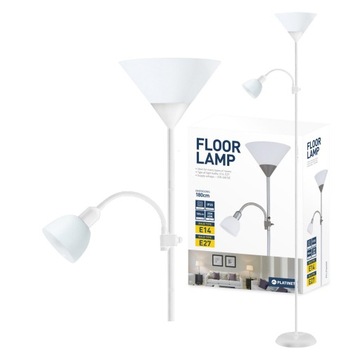 LAMPA podłogowa stojąca 180cm E27 + E14 60W biała