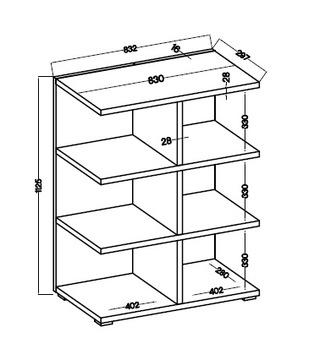 КНИЖНАЯ ПОЛКА МИНА 06 - 83 x 30 x 112 OTITO