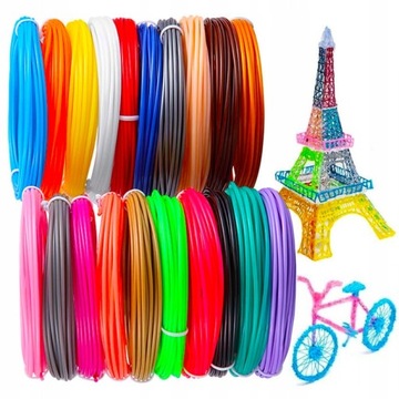 FILAMENT PLA Wkłady do Długopis 3D MIX KOLORÓW Duży Zestaw Filamenty 100m